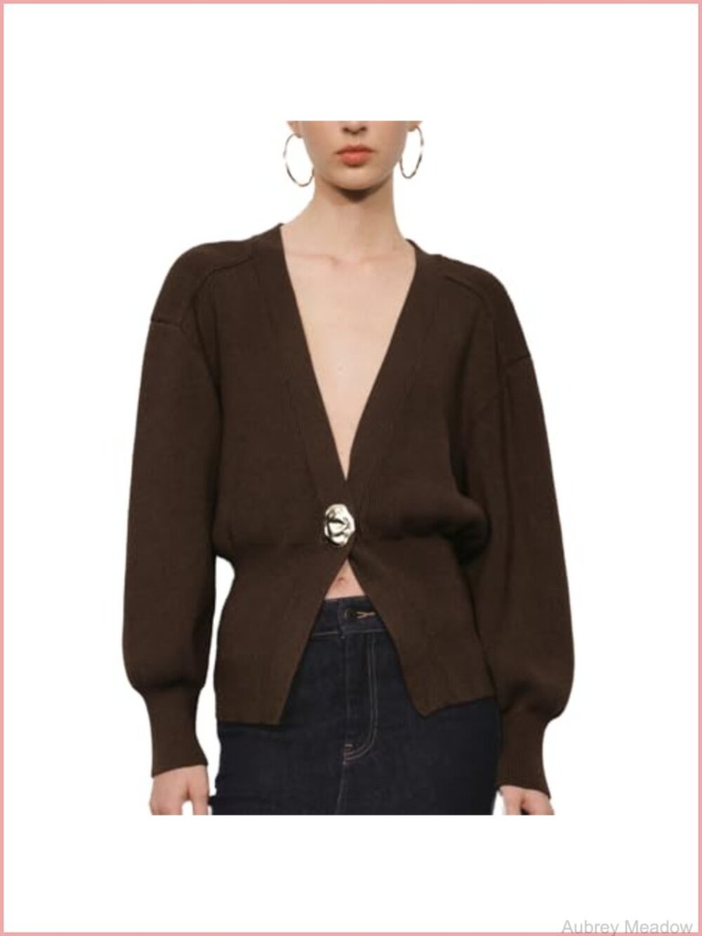 Womens Knitted V-Neck Button Down Cardigan Long Sleeve Lightweight Slim Fit
